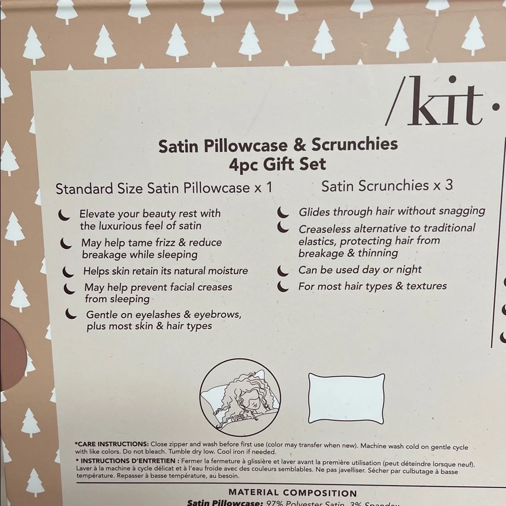 Kitsch Satin Pillowcase & Scrunchies Gift Set - Taupe Pink - Picture 6 of 12